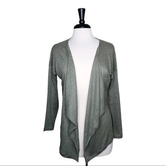 Boden Olive Green Open Front Linen Cardigan Size 4 - Picture 1 of 9
